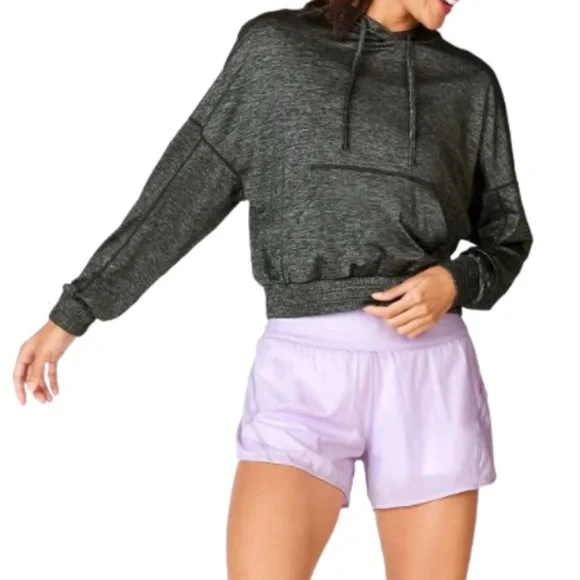 Fabletics Charcoal Long Sleeve Cropped Hoodie - Picture 1 of 6